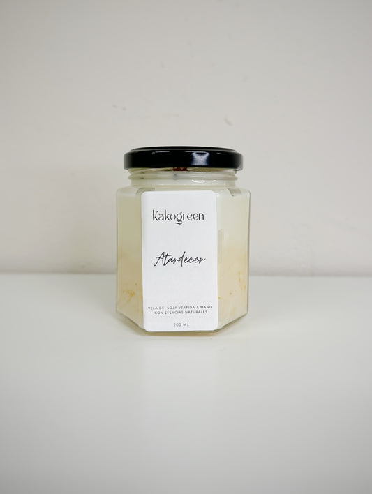 Vela Hexagonal Atardecer - Naranja y vainilla - Cálida suave